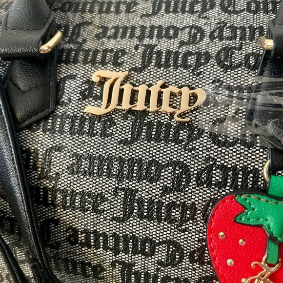 Juicy Couture Black Satchel with Strawberry Accent - Picture 6 of 7